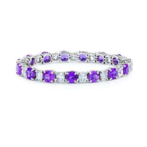 Purple Sapphire and Diamond Platinum Bracelet